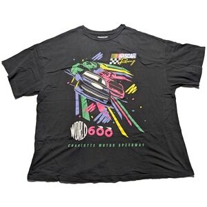 NASCAR RACING WORLD 600 CHARLOTTE MOTOR SPEEDWAY Men Size XL Black Retro T-Shirt